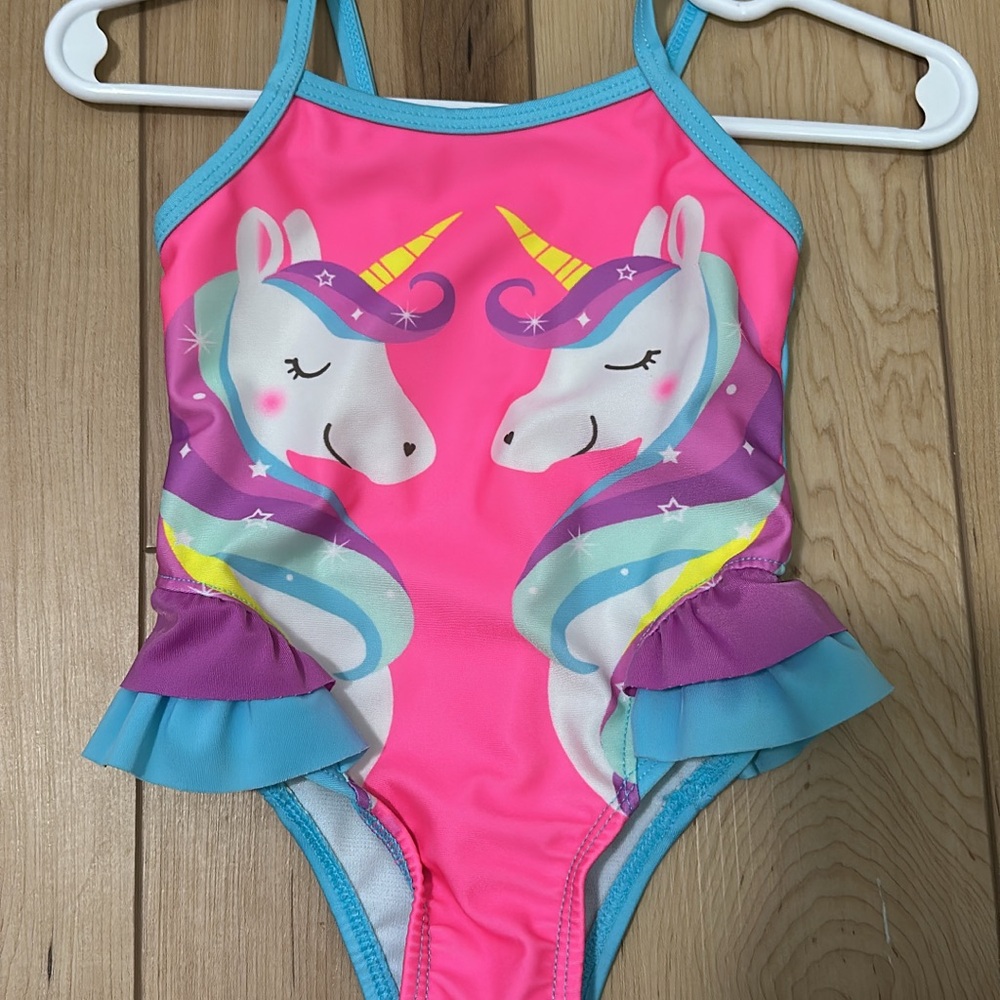 Wonder Nation Pink and Blue One Piece Unicorn Swimsuit